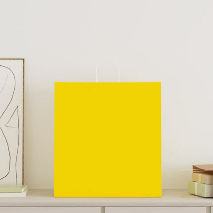 Sacchetti di Carta Kraft 50 pz con Manici Gialli 45x17x48 cm