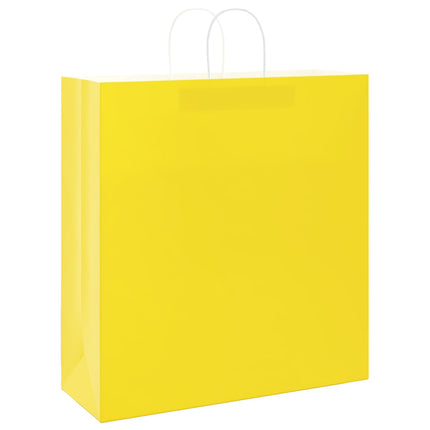 Sacchetti di Carta Kraft 50 pz con Manici Gialli 45x17x48 cm