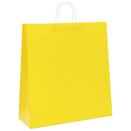 Sacchetti di Carta Kraft 50 pz con Manici Gialli 45x17x48 cm