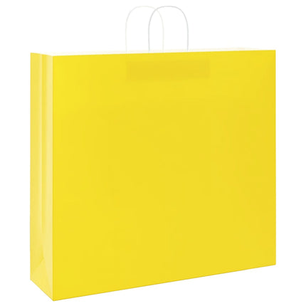 Sacchetti di Carta Kraft 50 pz con Manici Gialli 54x15x49 cm