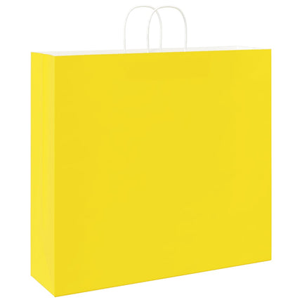 Sacchetti di Carta Kraft 50 pz con Manici Gialli 54x15x49 cm