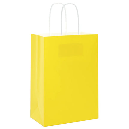 Sacchetti di Carta Kraft 250 pz con Manici Gialli 15x8x21 cm