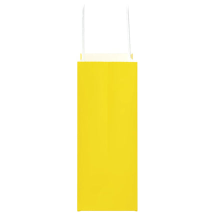 Sacchetti di Carta Kraft 250 pz con Manici Gialli 15x8x21 cm