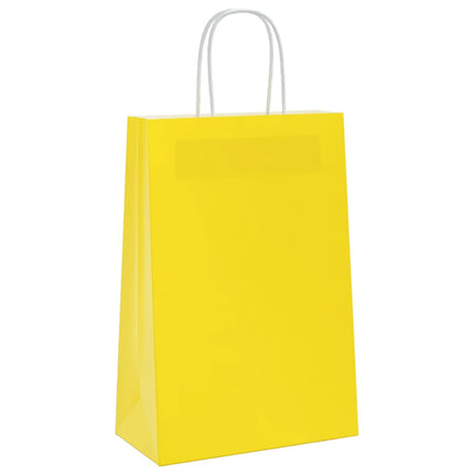 Sacchetti di Carta Kraft 250 pz con Manici Gialli 21x11x31 cm