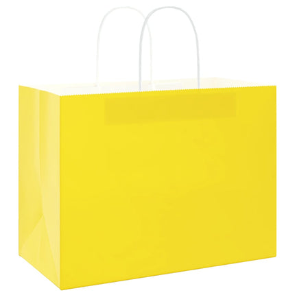 Sacchetti di Carta Kraft 250 pz con Manici Gialli 32x17x25 cm