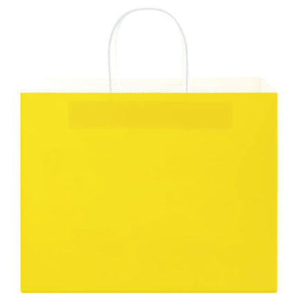 Sacchetti di Carta Kraft 250 pz con Manici Gialli 32x22x24 cm