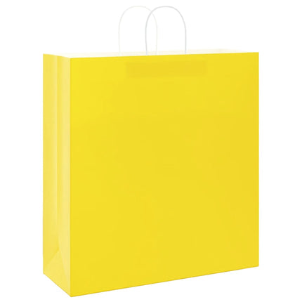 Sacchetti di Carta Kraft 250 pz con Manici Gialli 45x17x48 cm