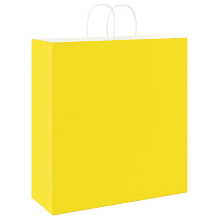 Sacchetti di Carta Kraft 250 pz con Manici Gialli 45x17x48 cm