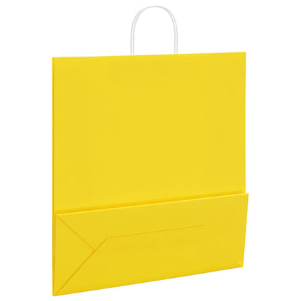 Sacchetti di Carta Kraft 250 pz con Manici Gialli 45x17x48 cm