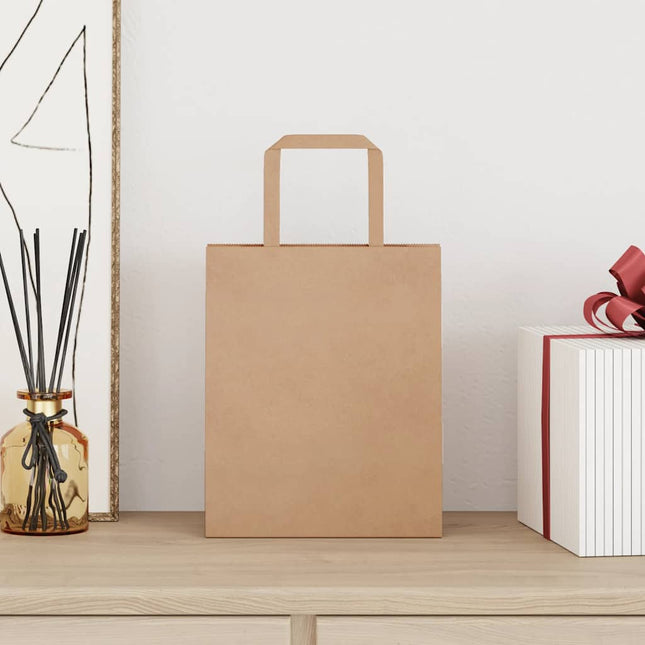 Sacchetti di Carta Kraft 50 pz con Manici Marrone 18x8x22 cm