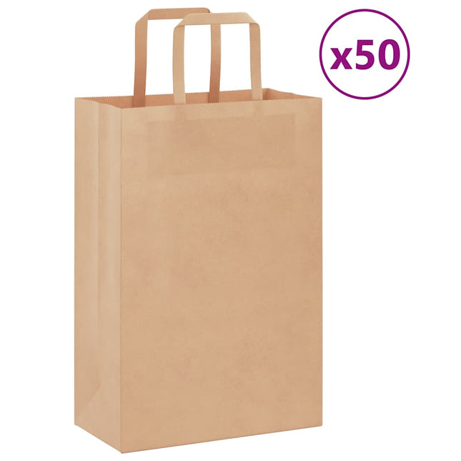 Sacchetti di Carta Kraft 50 pz con Manici Marrone 21x11x31 cm