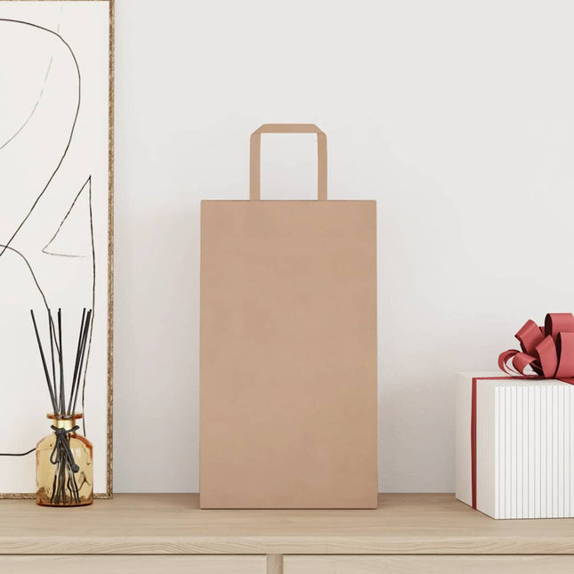 Sacchetti di Carta Kraft 50 pz con Manici Marrone 21x11x36 cm