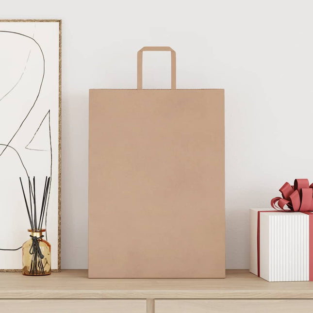 Sacchetti di Carta Kraft 50 pz con Manici Marrone 32x17x44 cm
