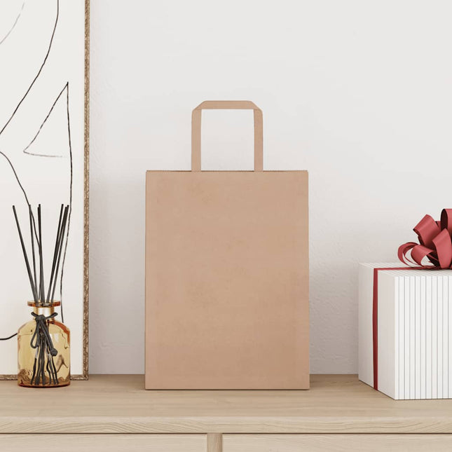 Sacchetti di Carta Kraft 250 pz con Manici Marrone 21x11x28 cm