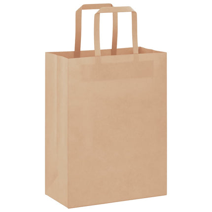 Sacchetti di Carta Kraft 250 pz con Manici Marrone 21x11x28 cm