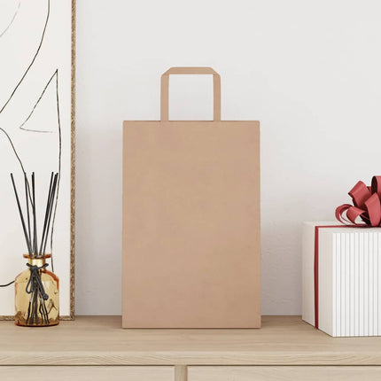 Sacchetti di Carta Kraft 250 pz con Manici Marrone 21x11x31 cm