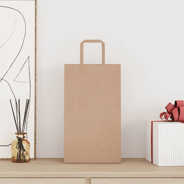 Sacchetti di Carta Kraft 250 pz con Manici Marrone 21x11x36 cm