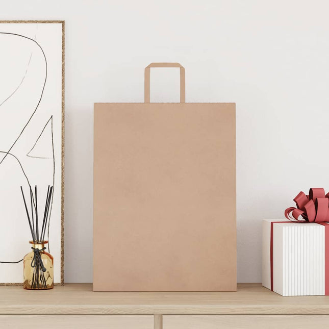 Sacchetti di Carta Kraft 250 pz con Manici Marrone 32x12x42 cm