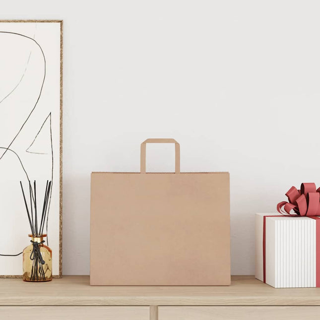 Sacchetti di Carta Kraft 250 pz con Manici Marrone 32x22x24 cm