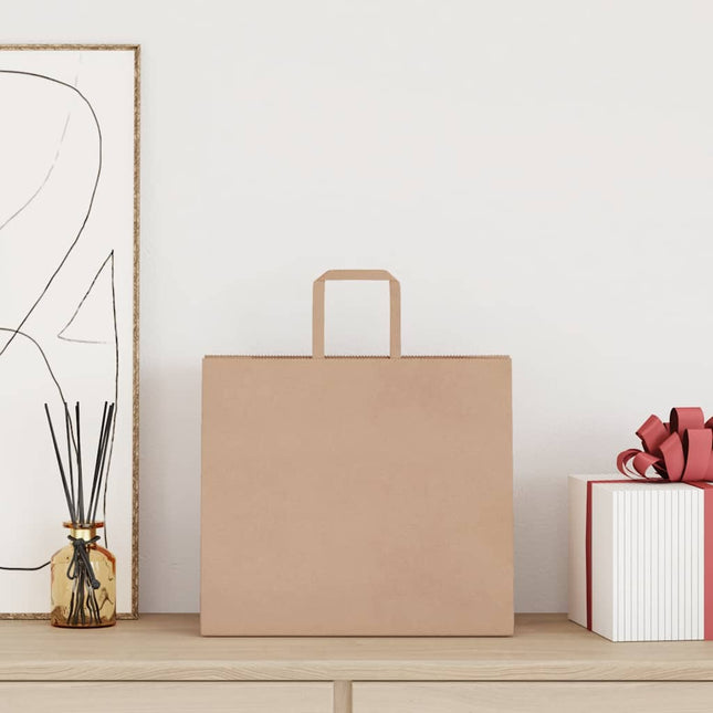 Sacchetti di Carta Kraft 250 pz con Manici Marrone 32x22x28 cm