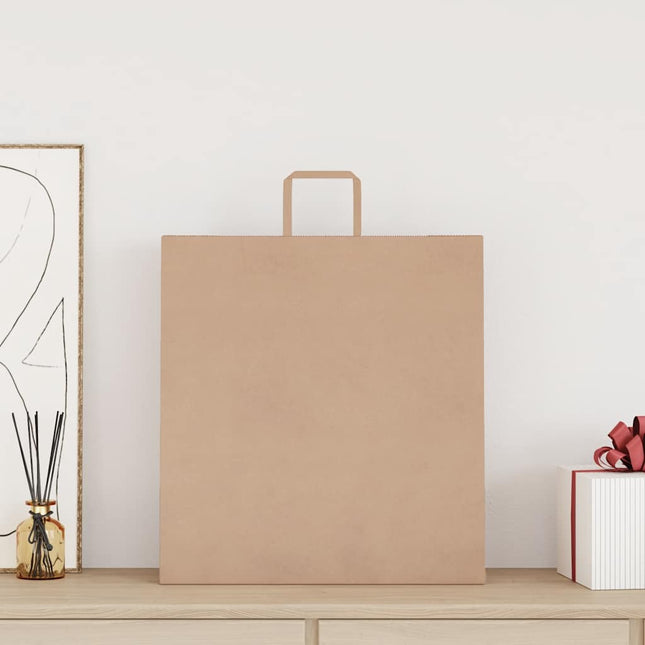 Sacchetti di Carta Kraft 250 pz con Manici Marrone 45x17x48 cm