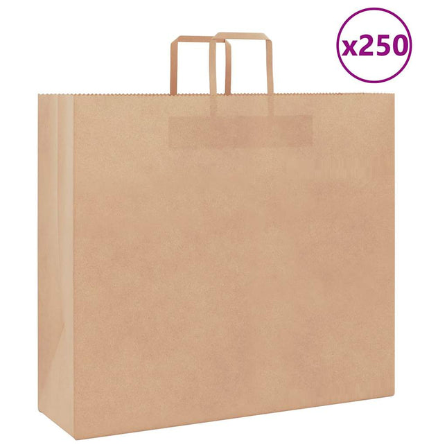 Sacchetti di Carta Kraft 250 pz con Manici Marrone 54x15x49 cm