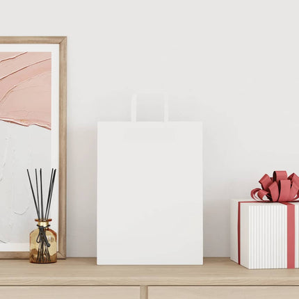 Sacchetti di Carta Kraft 50 pz con Manici Bianchi 26x12x35 cm
