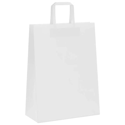 Sacchetti di Carta Kraft 50 pz con Manici Bianchi 26x12x35 cm