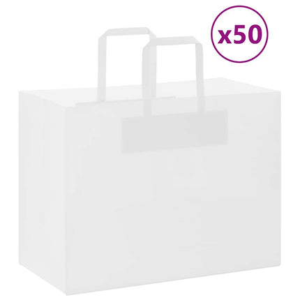 Sacchetti di Carta Kraft 50 pz con Manici Bianchi 32x17x25 cm