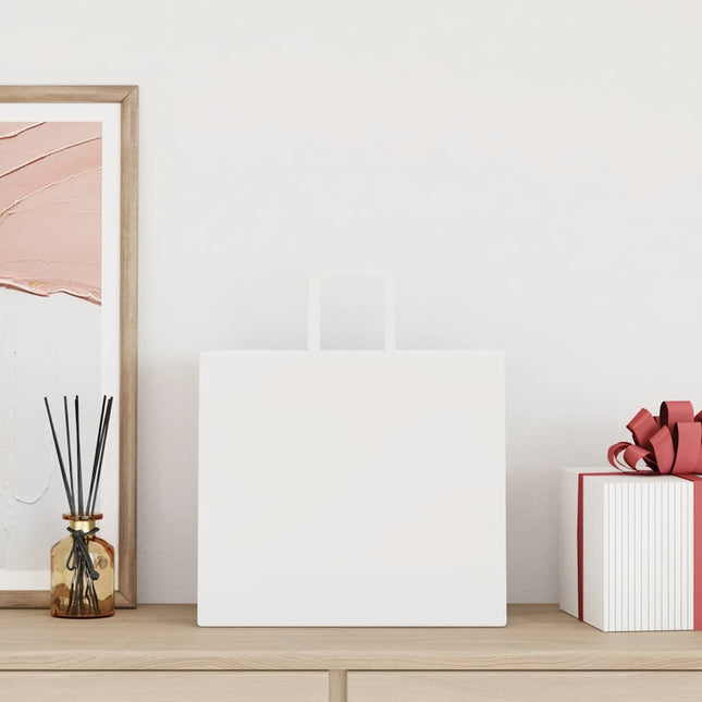 Sacchetti di Carta Kraft 50 pz con Manici Bianchi 32x22x28 cm