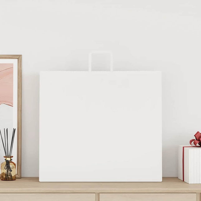 Sacchetti di Carta Kraft 50 pz con Manici Bianchi 54x15x49 cm