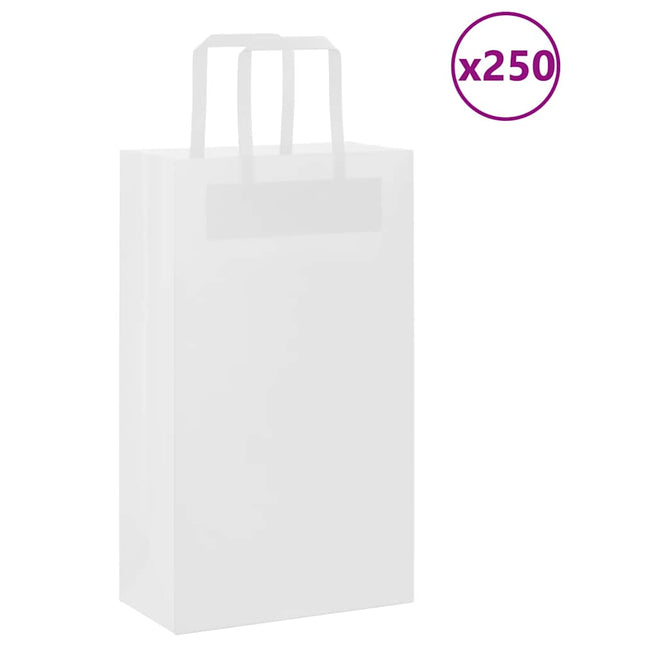 Sacchetti di Carta Kraft 250 pz con Manici Bianchi 21x11x36 cm