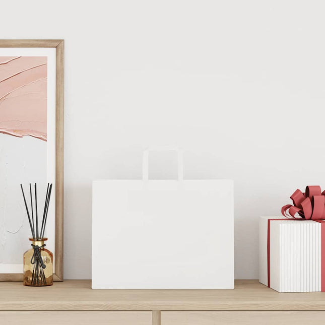 Sacchetti di Carta Kraft 250 pz con Manici Bianchi 32x17x25 cm