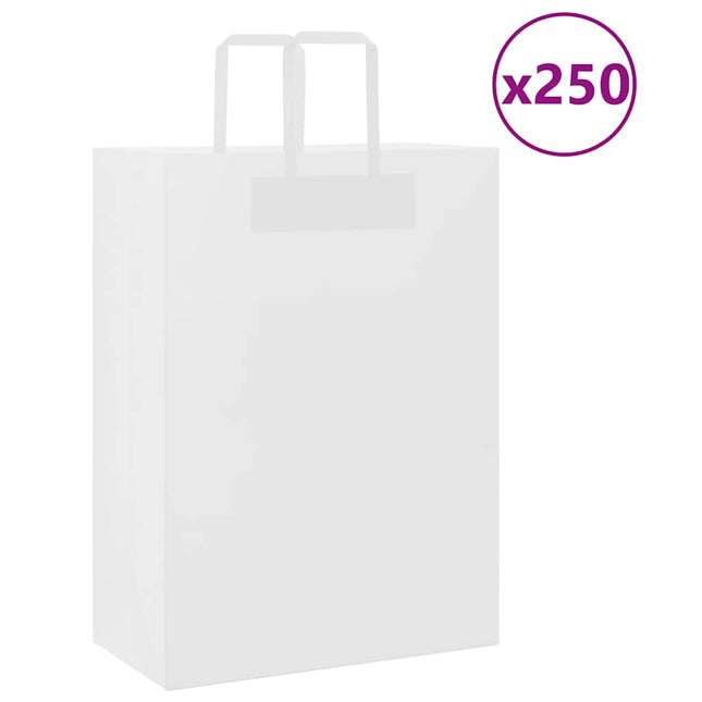 Sacchetti di Carta Kraft 250 pz con Manici Bianchi 32x17x44 cm