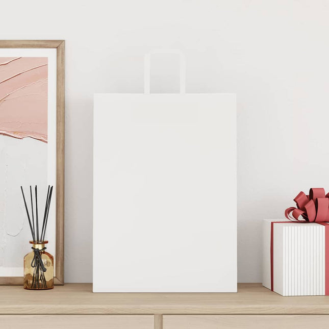 Sacchetti di Carta Kraft 250 pz con Manici Bianchi 32x17x44 cm