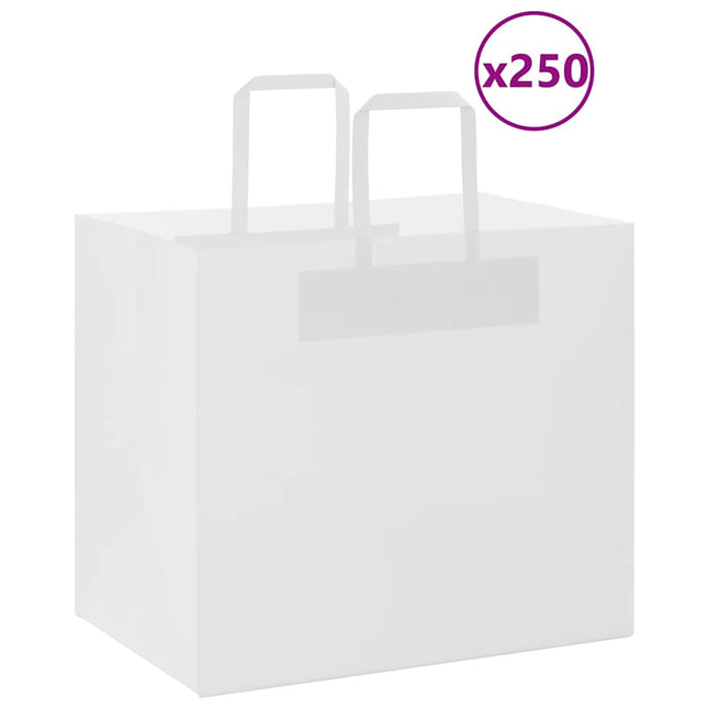 Sacchetti di Carta Kraft 250 pz con Manici Bianchi 32x22x28 cm