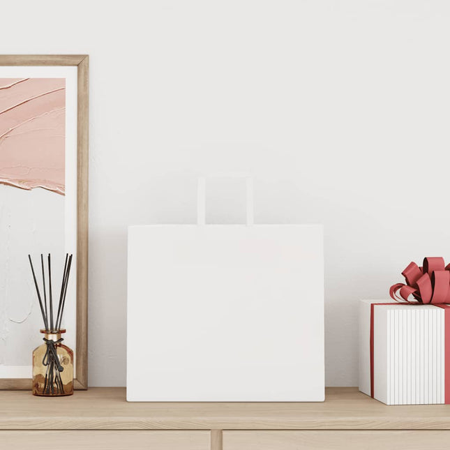 Sacchetti di Carta Kraft 250 pz con Manici Bianchi 32x22x28 cm