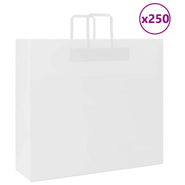 Sacchetti di Carta Kraft 250 pz con Manici Bianchi 54x15x49 cm