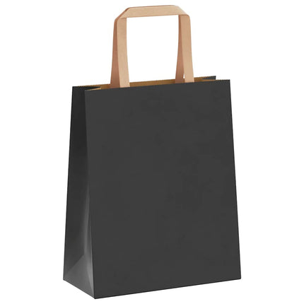 Sacchetti di Carta Kraft 50 pz con Manici Neri 18x8x22 cm