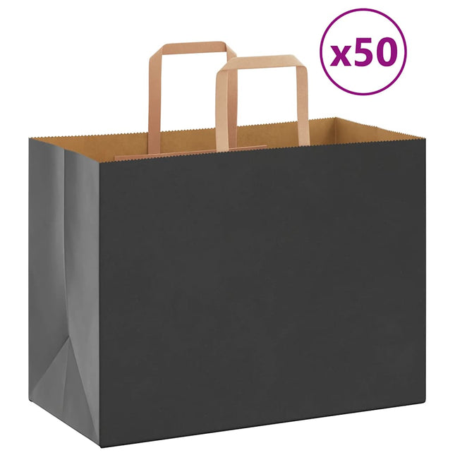 Sacchetti di Carta Kraft 50 pz con Manici Neri 32x17x25 cm