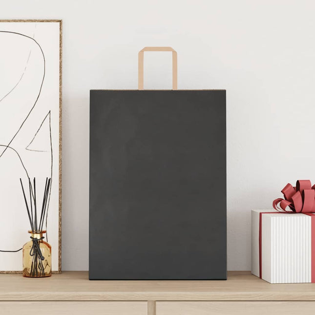 Sacchetti di Carta Kraft 50 pz con Manici Neri 32x17x44 cm