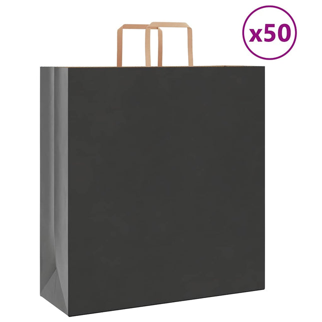 Sacchetti di Carta Kraft 50 pz con Manici Neri 45x17x48 cm