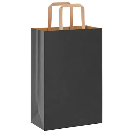 Sacchetti di Carta Kraft 250 pz con Manici Neri 21x11x31 cm