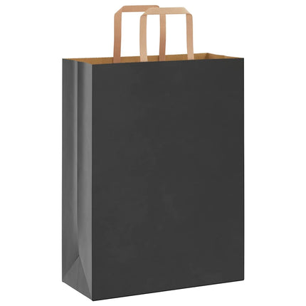 Sacchetti di Carta Kraft 250 pz con Manici Neri 26x12x35 cm
