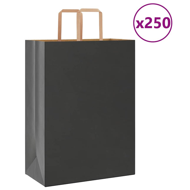Sacchetti di Carta Kraft 250 pz con Manici Neri 32x17x44 cm