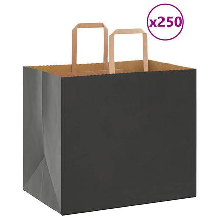 Sacchetti di Carta Kraft 250 pz con Manici Neri 32x22x28 cm