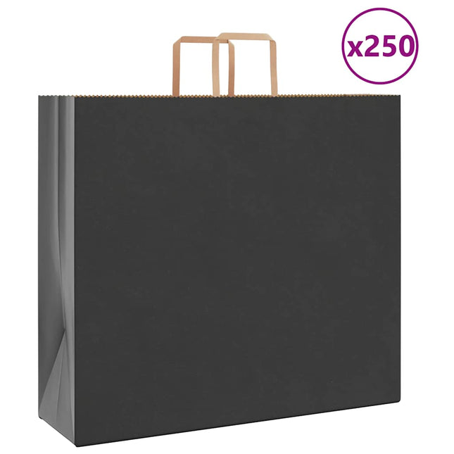 Sacchetti di Carta Kraft 250 pz con Manici Neri 54x15x49 cm