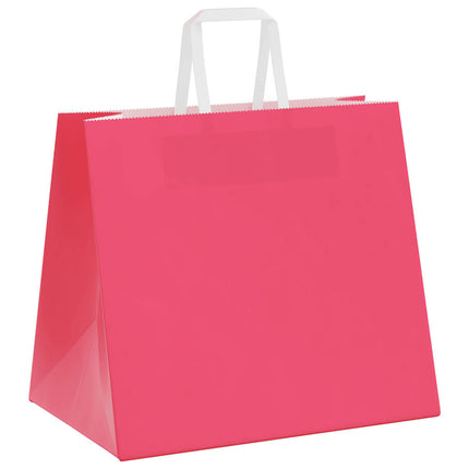 Sacchetti di Carta Kraft 50 pz con Manici Rosa 32x22x28 cm