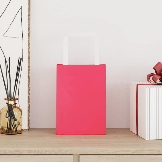 Sacchetti di Carta Kraft 250 pz con Manici Rosa 15x8x21 cm