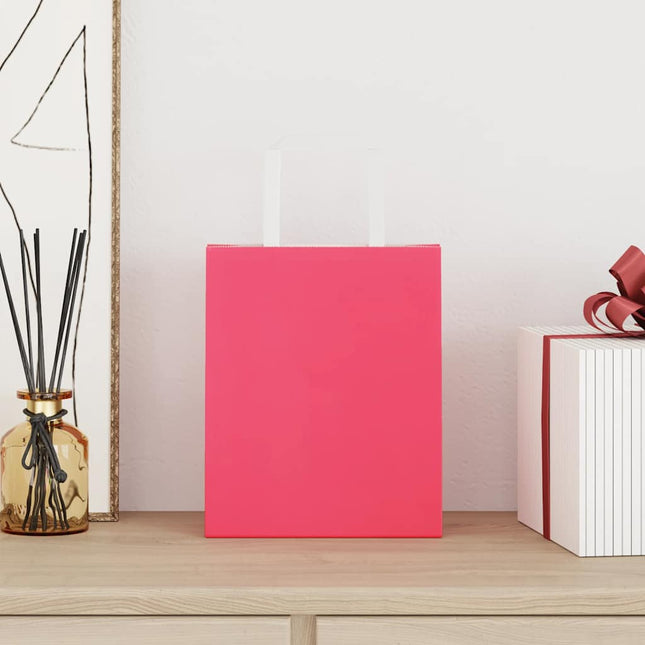 Sacchetti di Carta Kraft 250 pz con Manici Rosa 18x8x22 cm